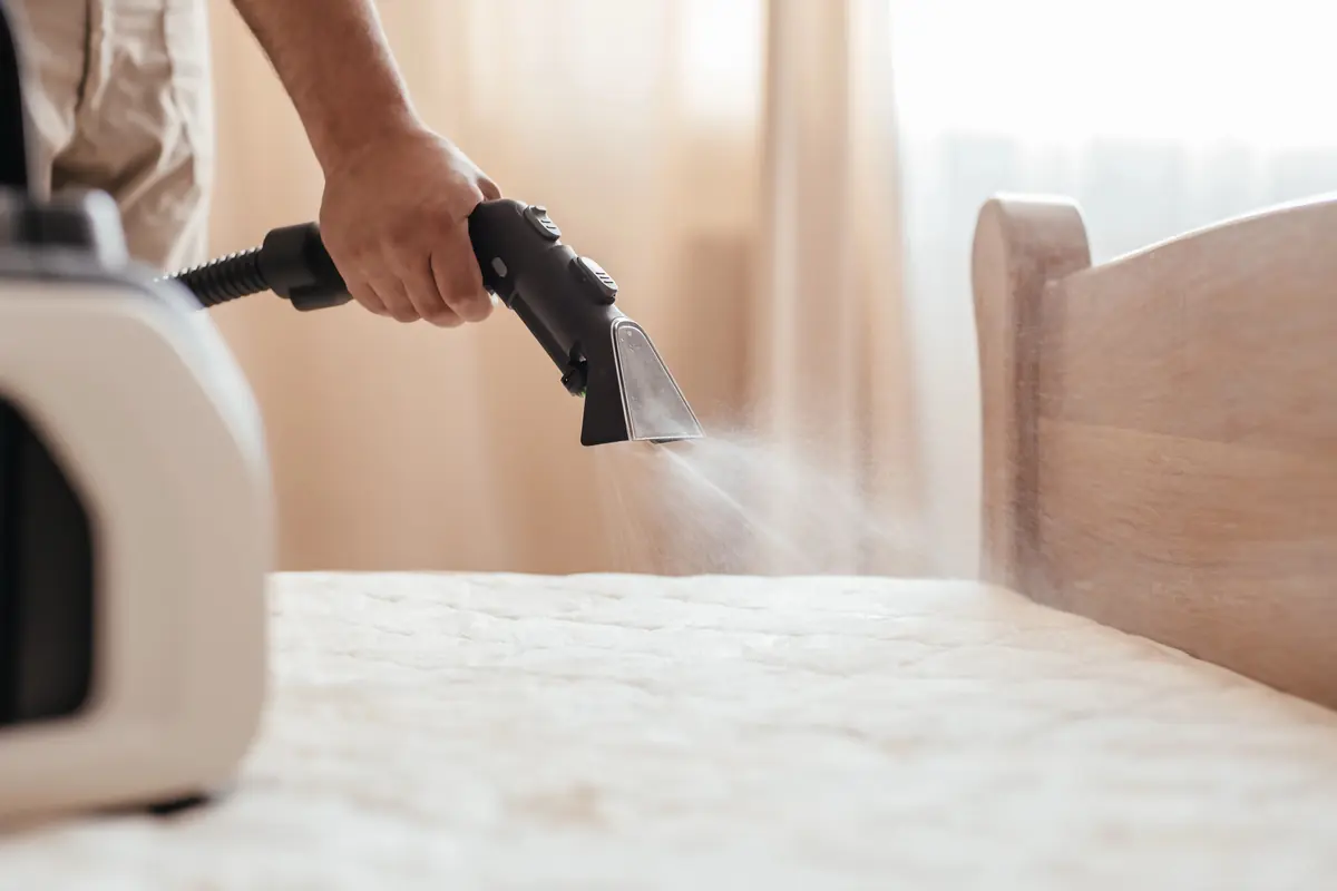Nettoyeur vapeur passé sur un matelas